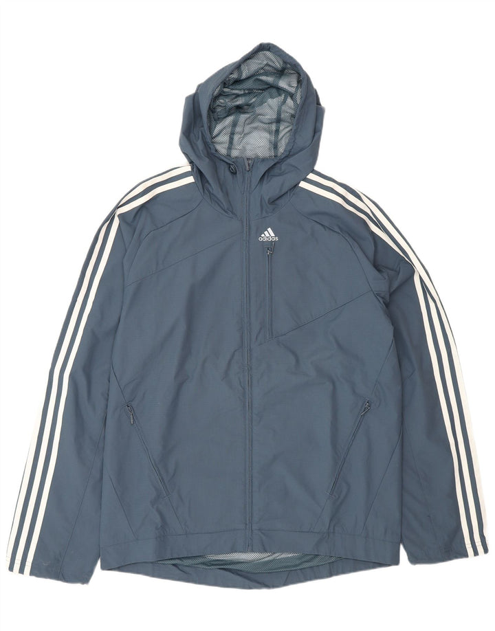 Giacca antipioggia da uomo Adidas con cappuccio UK 36 Small Blu Navy Poliammide