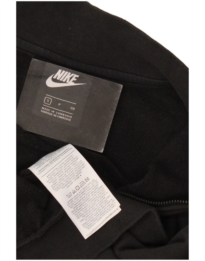 Felpa Nike da donna oversize con collo corto e zip, maglione UK 10 piccola nera
