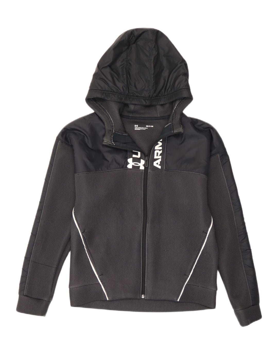 Felpa con cappuccio con zip grafica da uomo Under Armour piccola in poliestere maculato nero