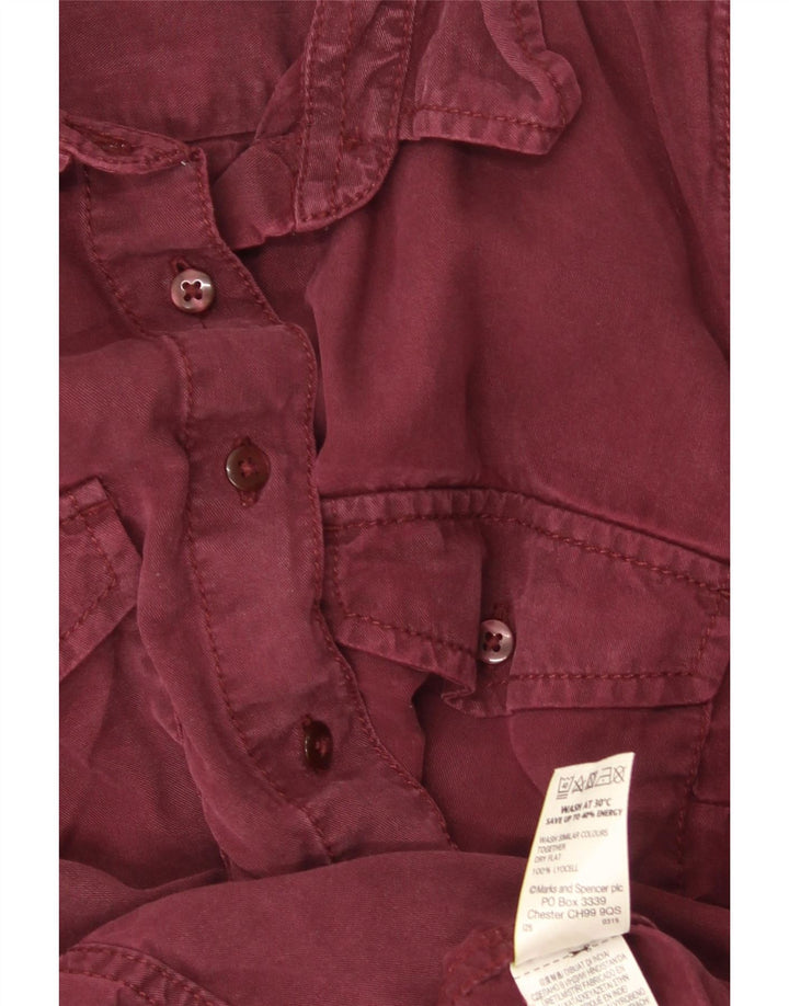 Camicia di jeans da donna Marks & Spencer UK 10 piccola Lyocell bordeaux