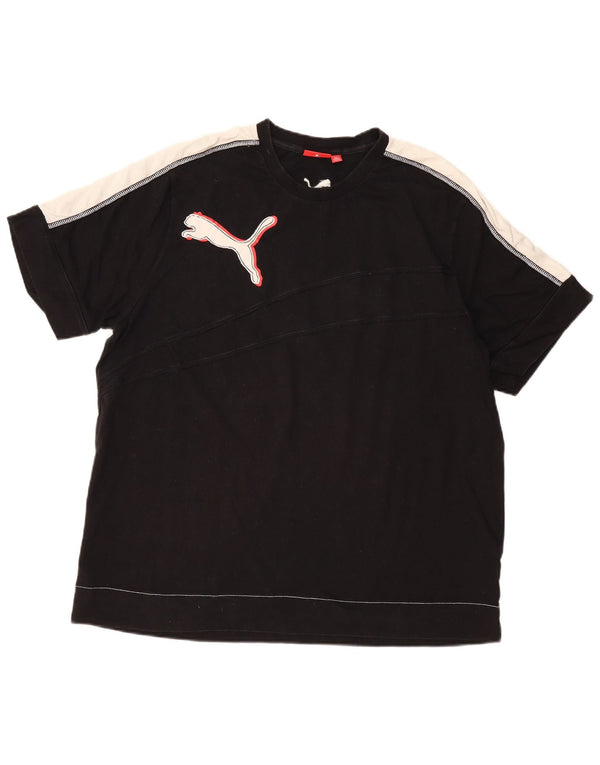 T-shirt grafica da uomo PUMA Top 2XL in cotone color block nero