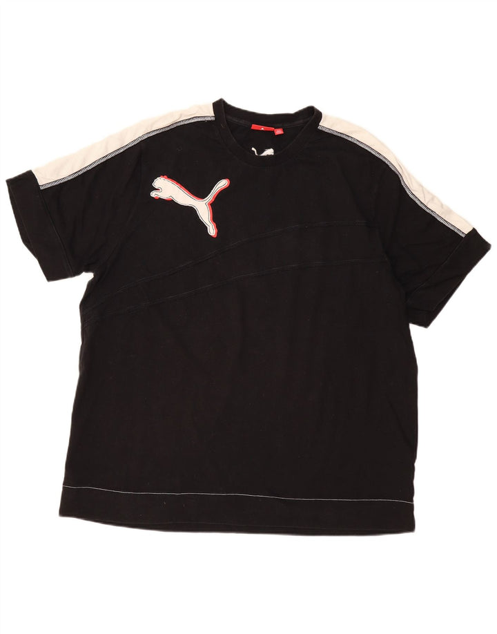 T-shirt grafica da uomo PUMA Top 2XL in cotone color block nero