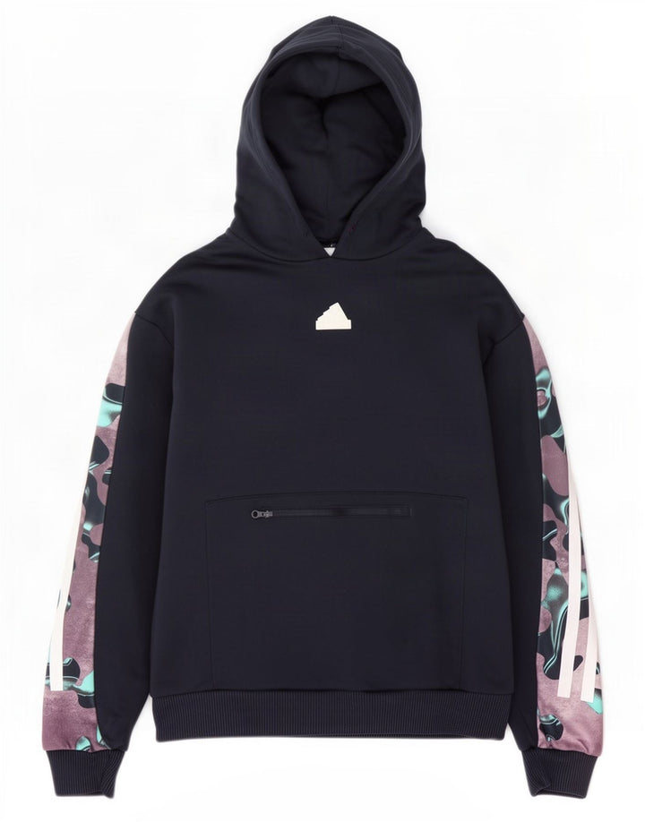Maglione con cappuccio da uomo Adidas Small in poliestere mimetico blu navy