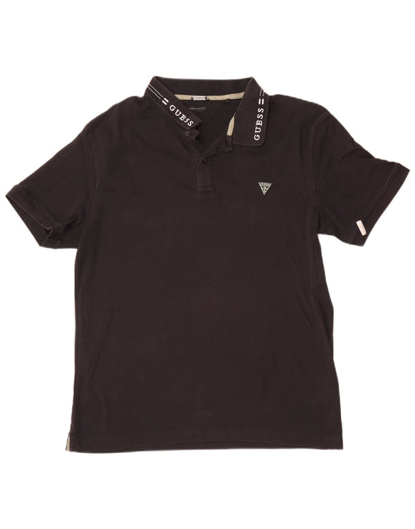 Polo Guess da uomo slim fit grafica XL in cotone nero