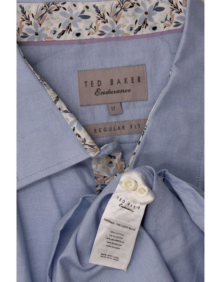 Ted Baker Camicia da uomo vestibilità regolare taglia 17 XL cotone blu
