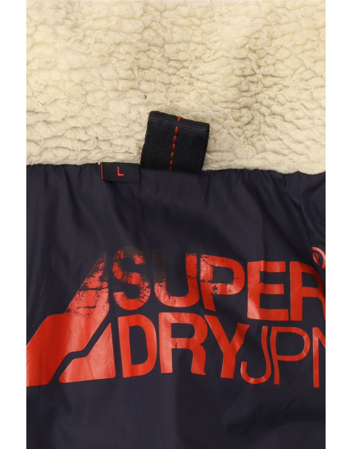 Giacca imbottita con grafica da uomo Superdry UK 40 Large in nylon blu navy