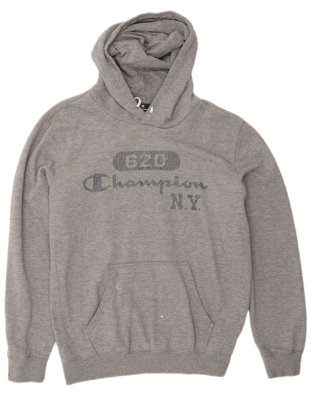 Maglione con cappuccio grafico da uomo CHAMPION in cotone grigio medio