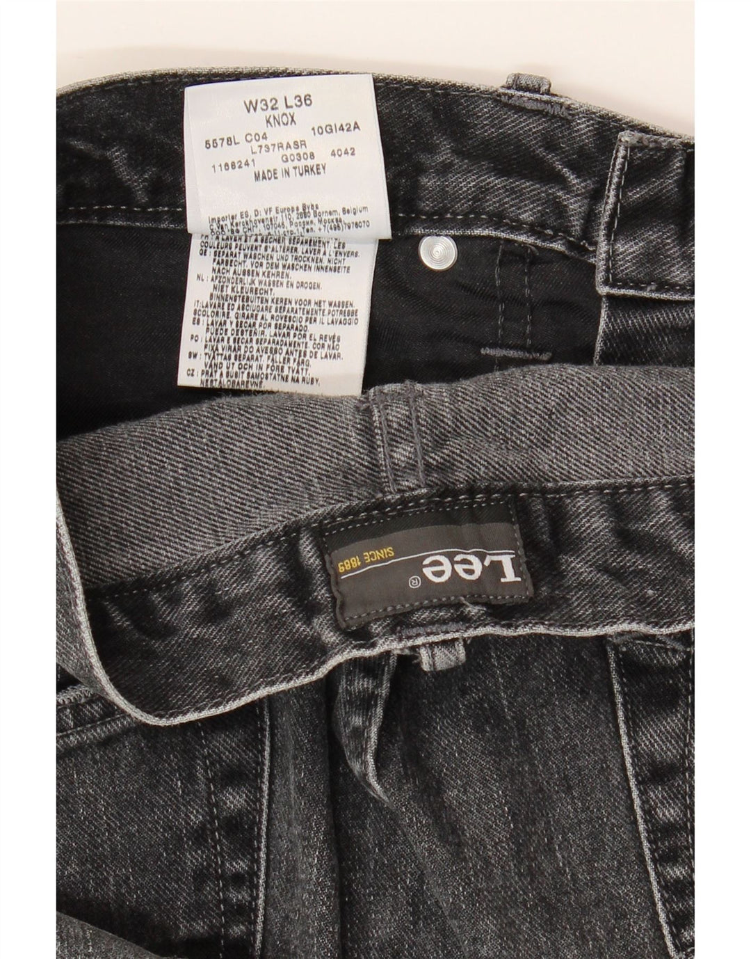 Jeans dritti invecchiati Knox da uomo LEE W32 L29 cotone grigio