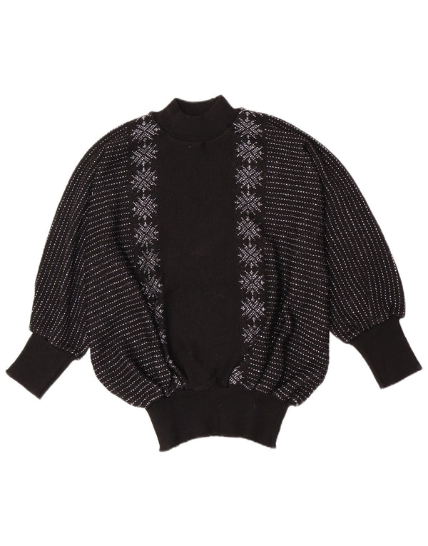 Maglione da donna Damart con collo a tartaruga e pipistrello, UK 16, a righe grandi nere