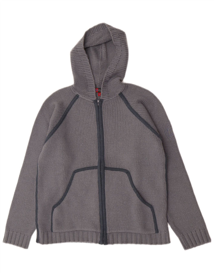 Maglione cardigan con cappuccio da uomo Gas grande lana grigia