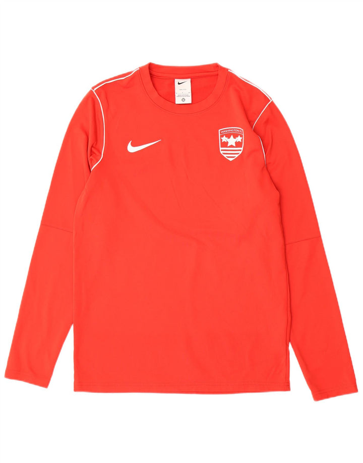 Maglia Nike Dri Fit da uomo a manica lunga piccola rossa in poliestere