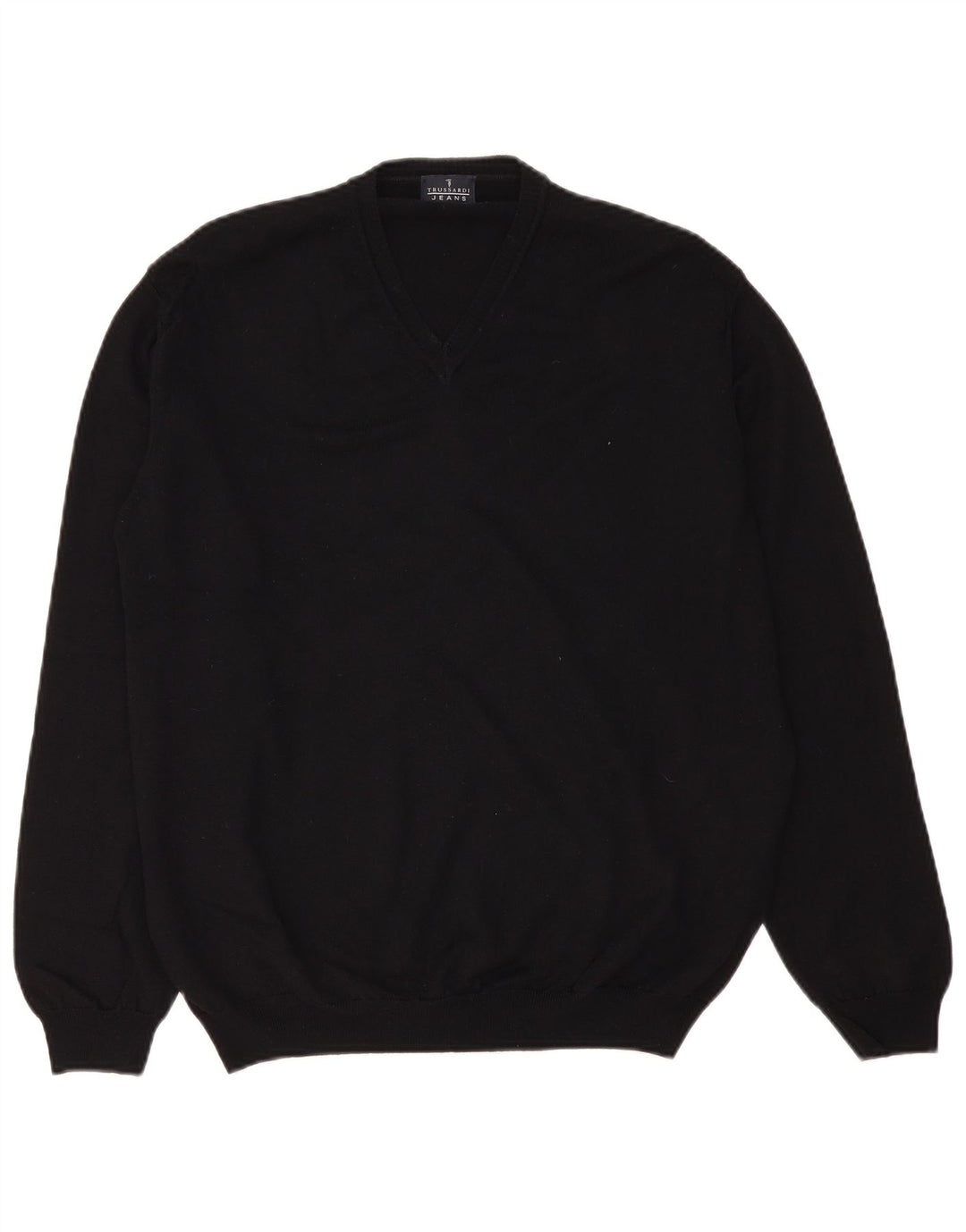 Maglione Trussardi Jeans Uomo Scollo a V XL Lana Nera