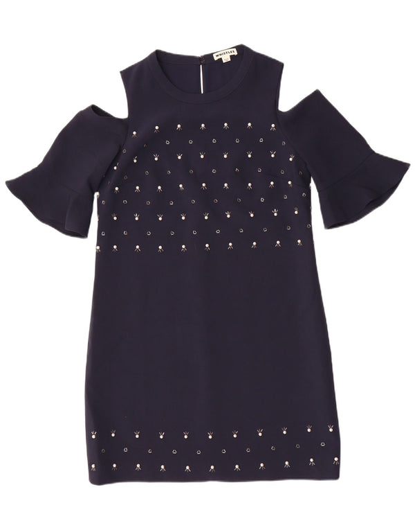 Abito da donna con spalle scoperte Whistles UK 10 Piccolo poliestere blu navy