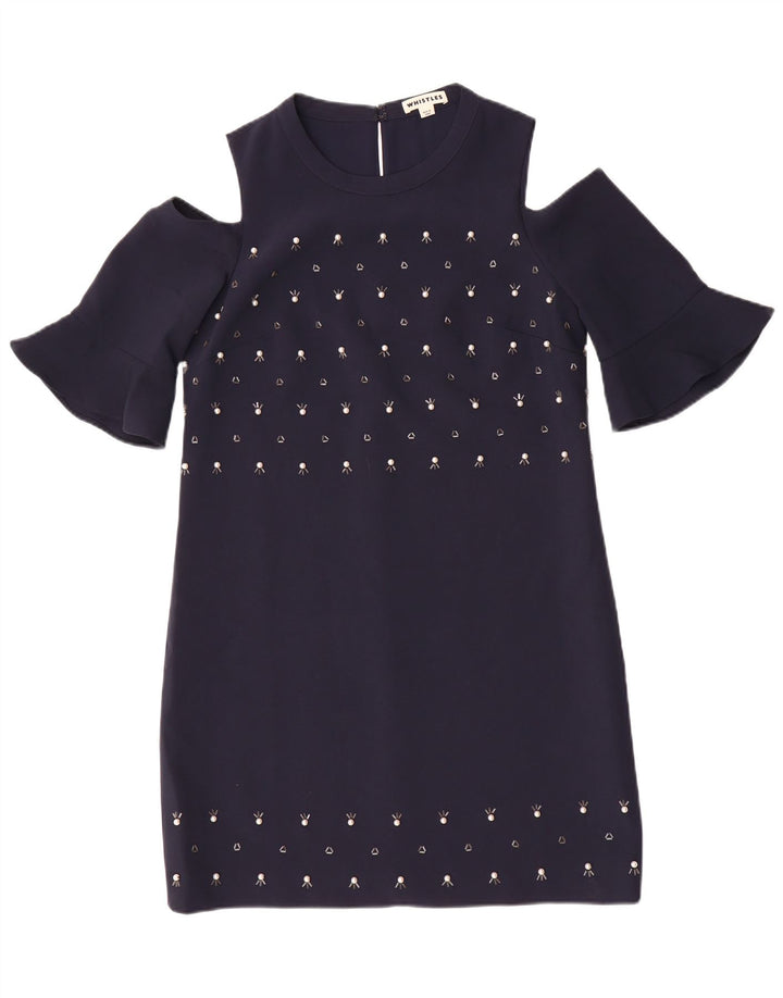 Abito da donna con spalle scoperte Whistles UK 10 Piccolo poliestere blu navy
