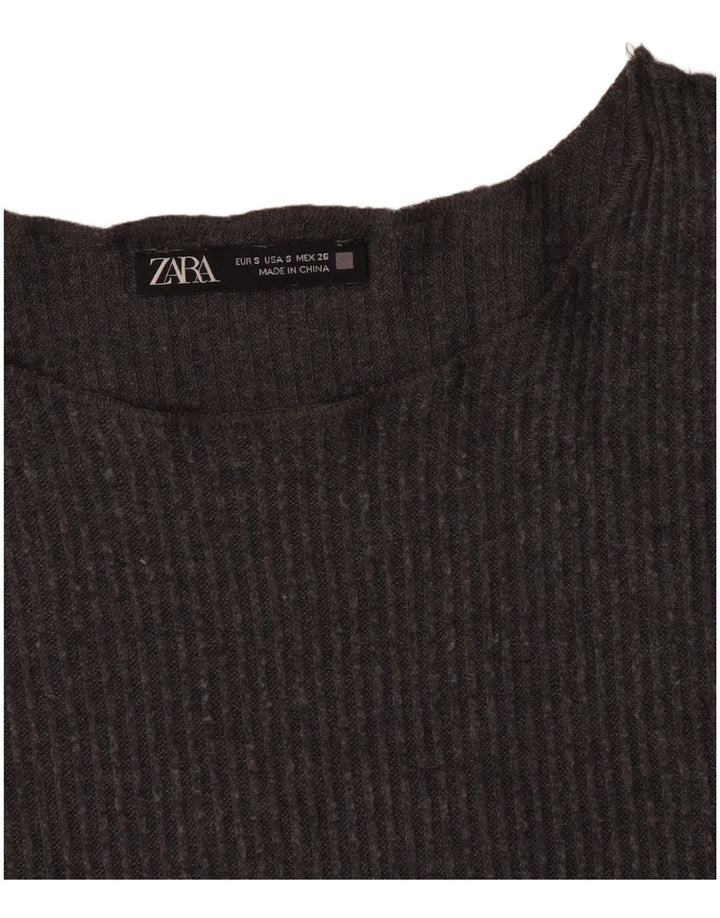 Top Zara da donna a maniche lunghe UK 10 piccolo grigio