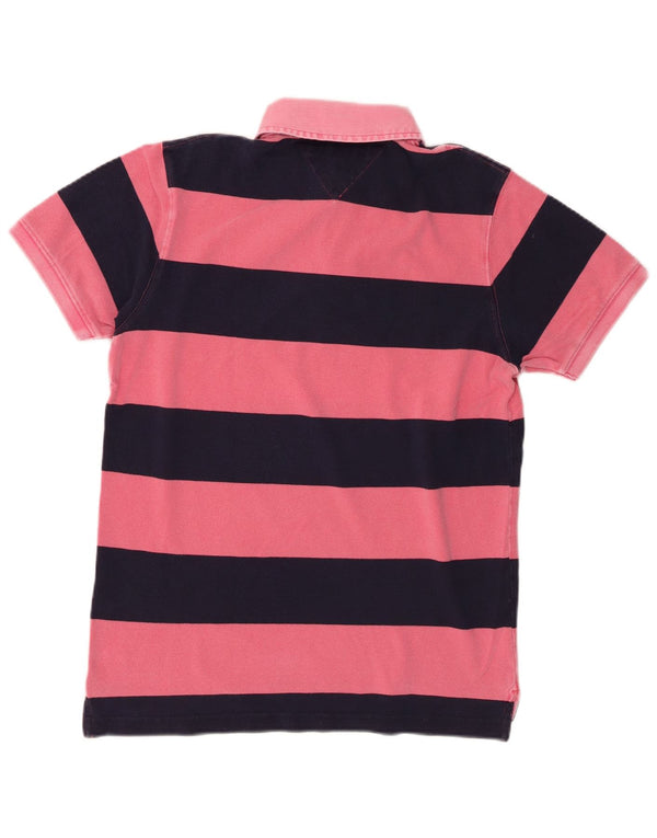 Polo da rugby da uomo slim fit Tommy Hilfiger in cotone a righe rosa medio
