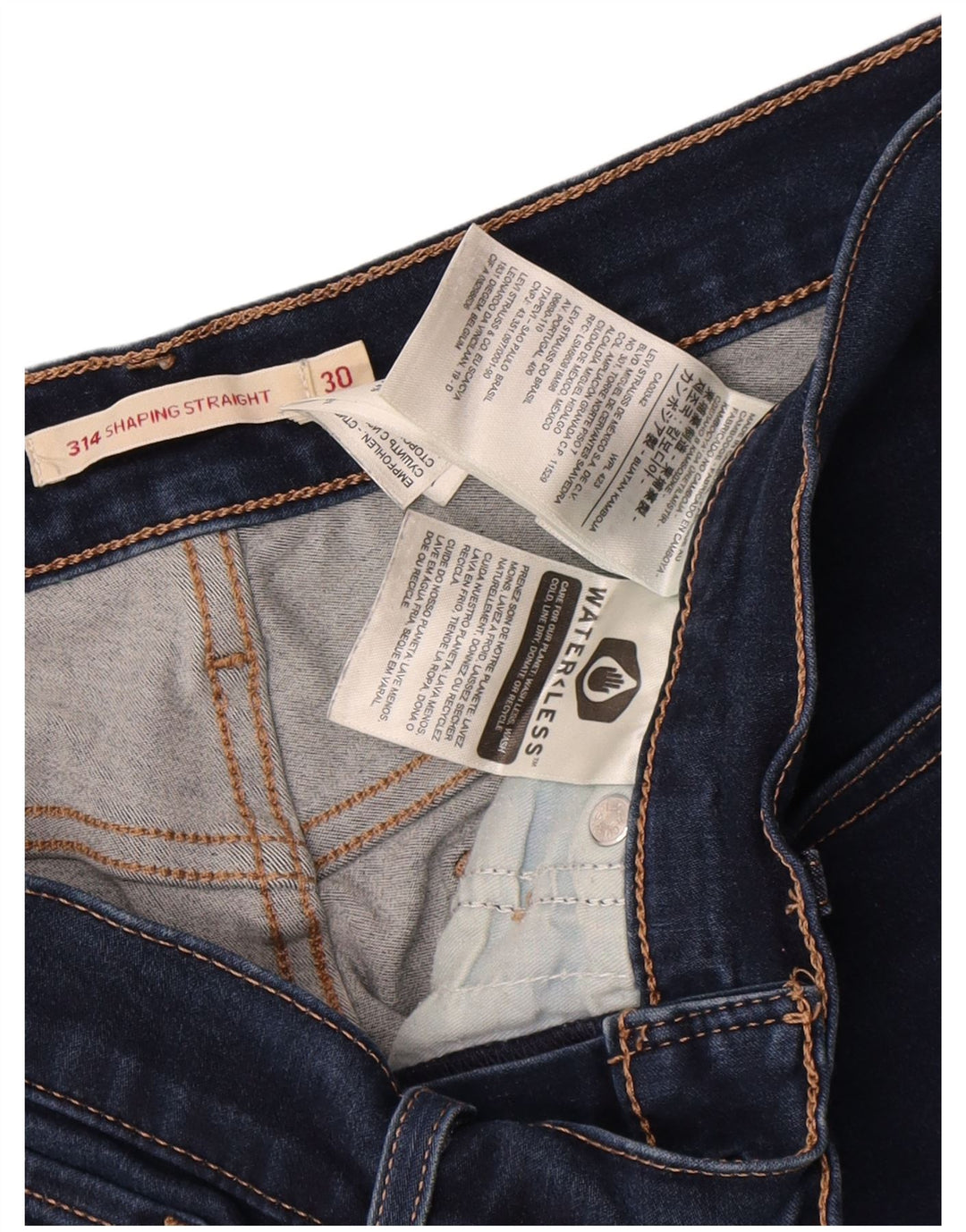 Jeans dritti modellanti da donna 314 Levi's W30 L31 cotone blu navy