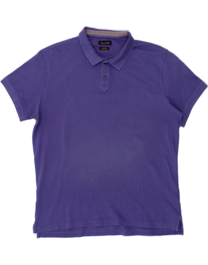 MASSIMO DUTTI Mens Slim Fit Polo Shirt 2XL Blue Vintage Massimo Dutti and Second-Hand Massimo Dutti from Messina Hembry 