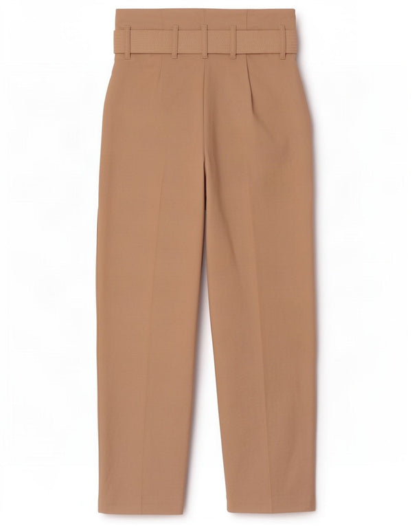 Pantaloni casual con ancoraggio a vita alta da donna Topshop UK 8 piccoli W26 L28 Beige