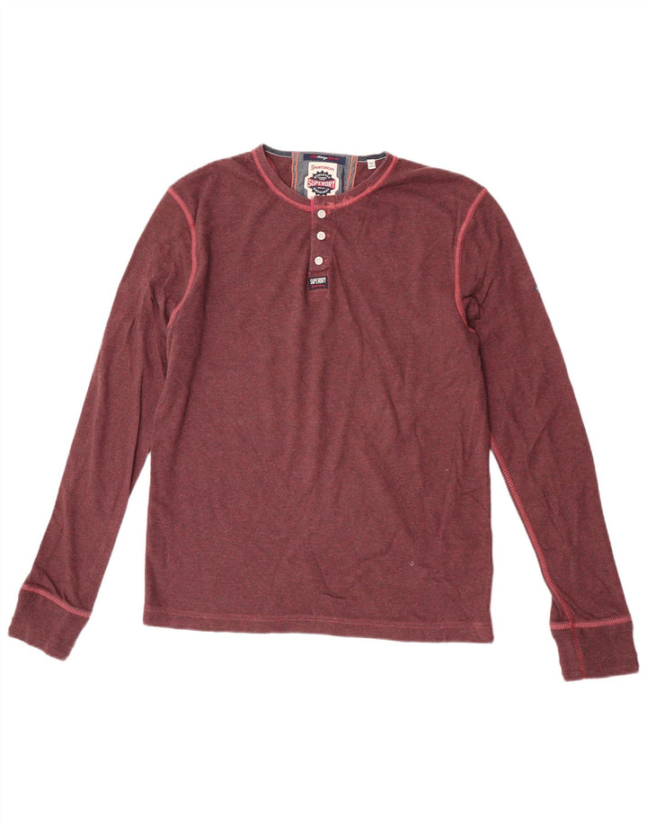 Top da uomo a maniche lunghe Superdry XL in cotone marrone