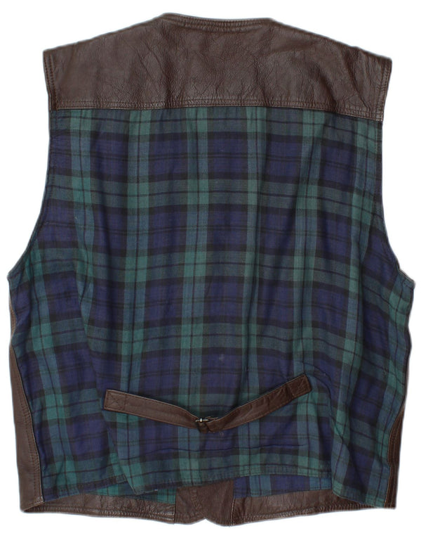 Gilet in pelle da uomo L.O.G.G XL in pelle marrone a quadri