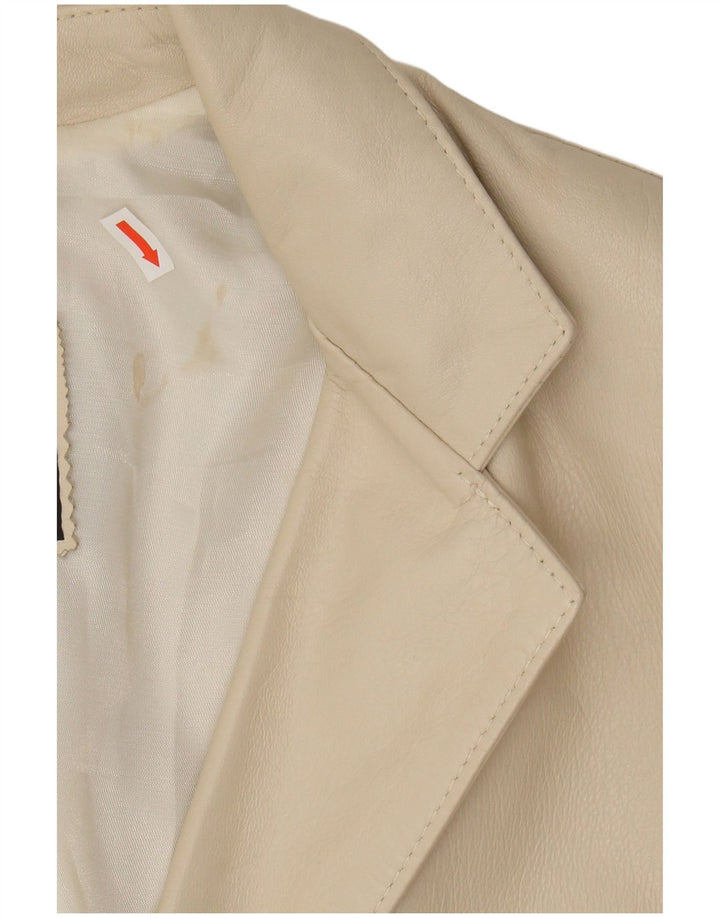 VINTAGE Mens 3 Button Leather Blazer Jacket IT 52 XL Beige Leather