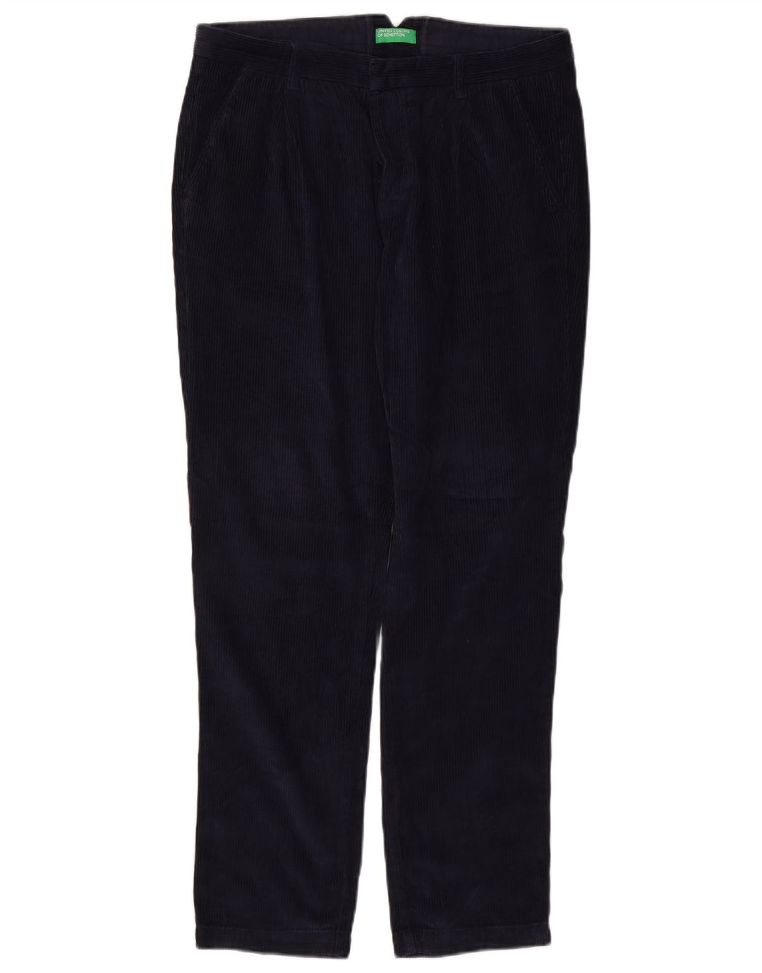 Pantaloni BENETTON da uomo in velluto a coste con pegging IT 48 medio W32 L30 blu navy