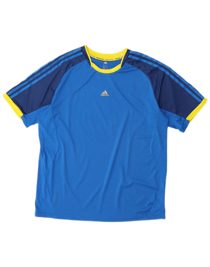 T-shirt ADIDAS da uomo Climacool Top grande in poliestere color block blu