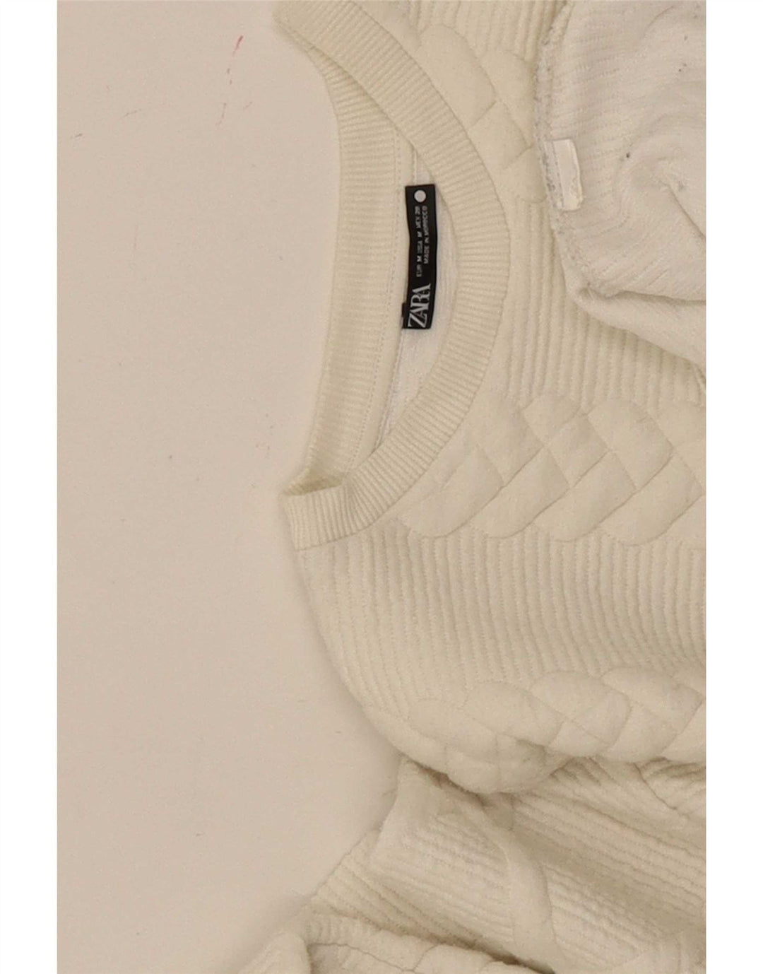 Felpa corta da donna Zara, vestibilità comoda, taglia UK 14, colore medio, bianco sporco