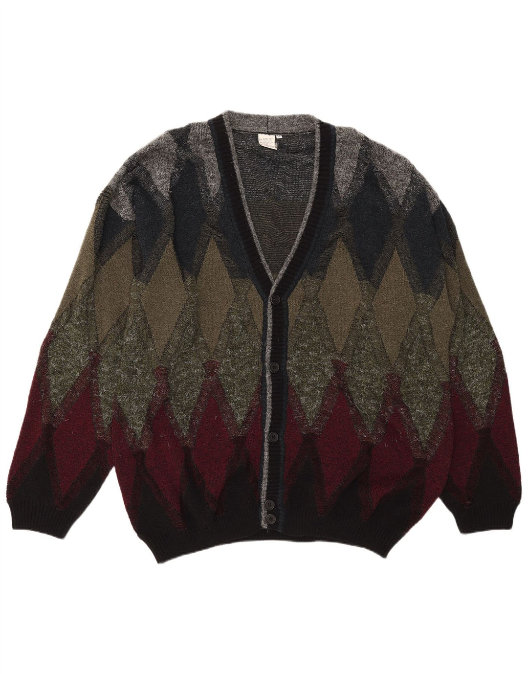 Maglione cardigan vintage da uomo IT 50 Argyle/diamante multicolore medio