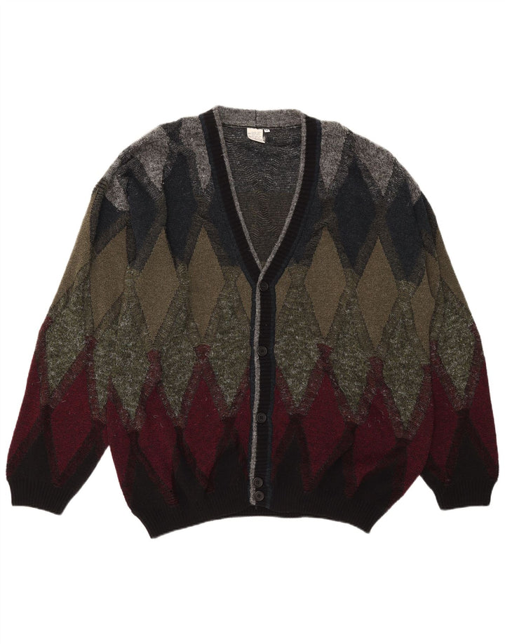 Maglione cardigan vintage da uomo IT 50 Argyle/diamante multicolore medio