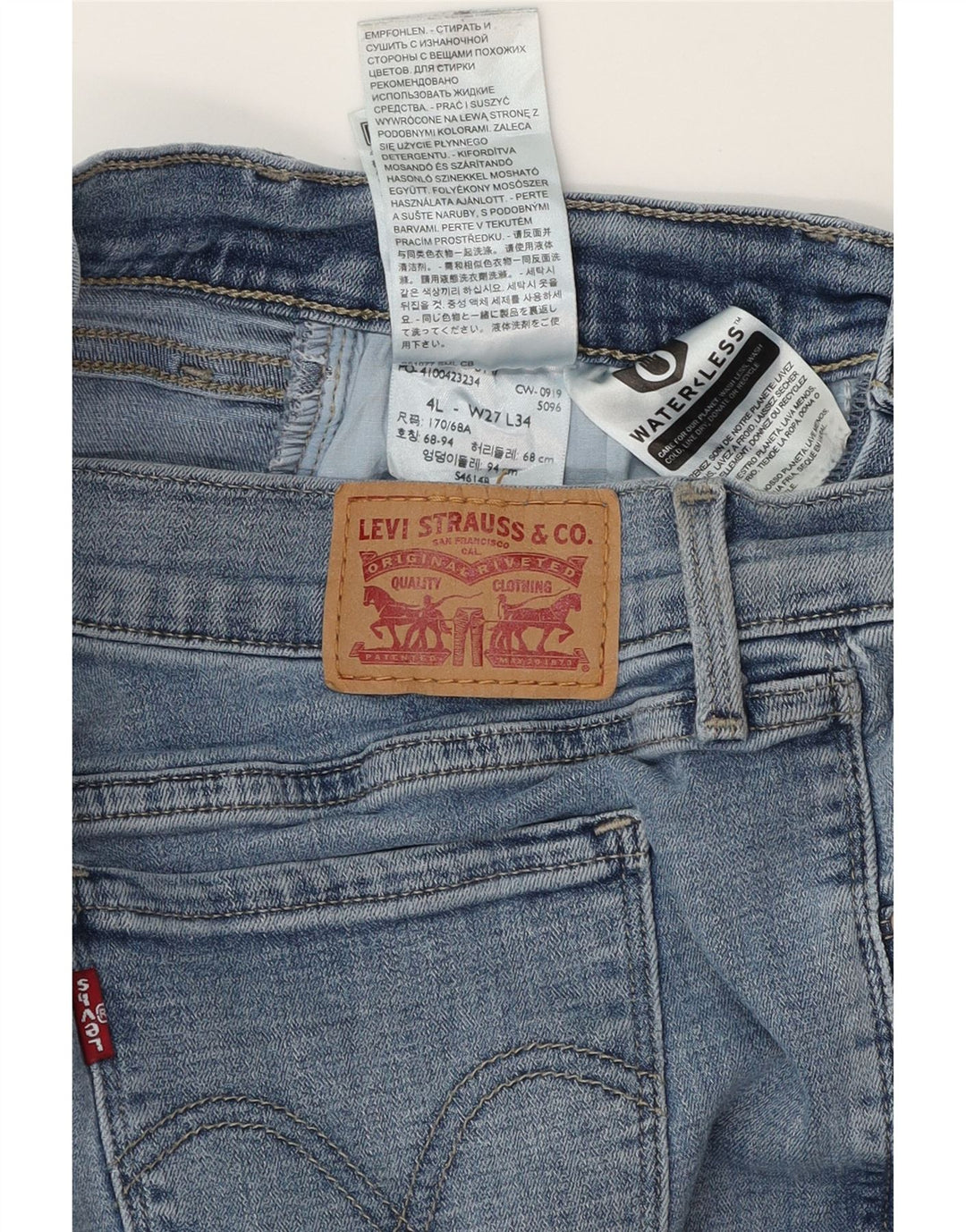 LEVI'S Jeans dritti da donna 505 US 4 Small W27 L34 Cotone blu
