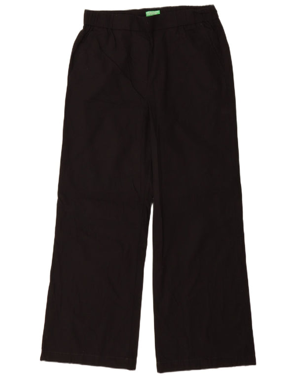 Pantaloni chino a gamba larga da donna BENETTON piccoli W26 L29 cotone nero