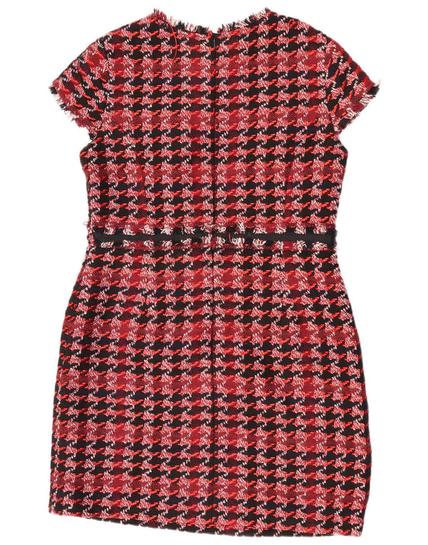 Abito tubino da donna Hobbs UK 16 grande cotone pied de poule rosso