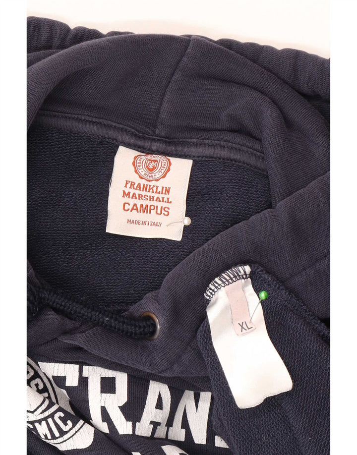 Maglione con cappuccio grafico da uomo Franklin Marshall XL blu navy