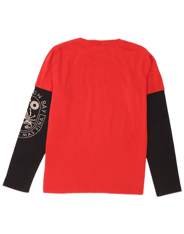 Scorpion Bay Mens Graphic Top Long Sleeve 2XL Red Colourblock Cotton
