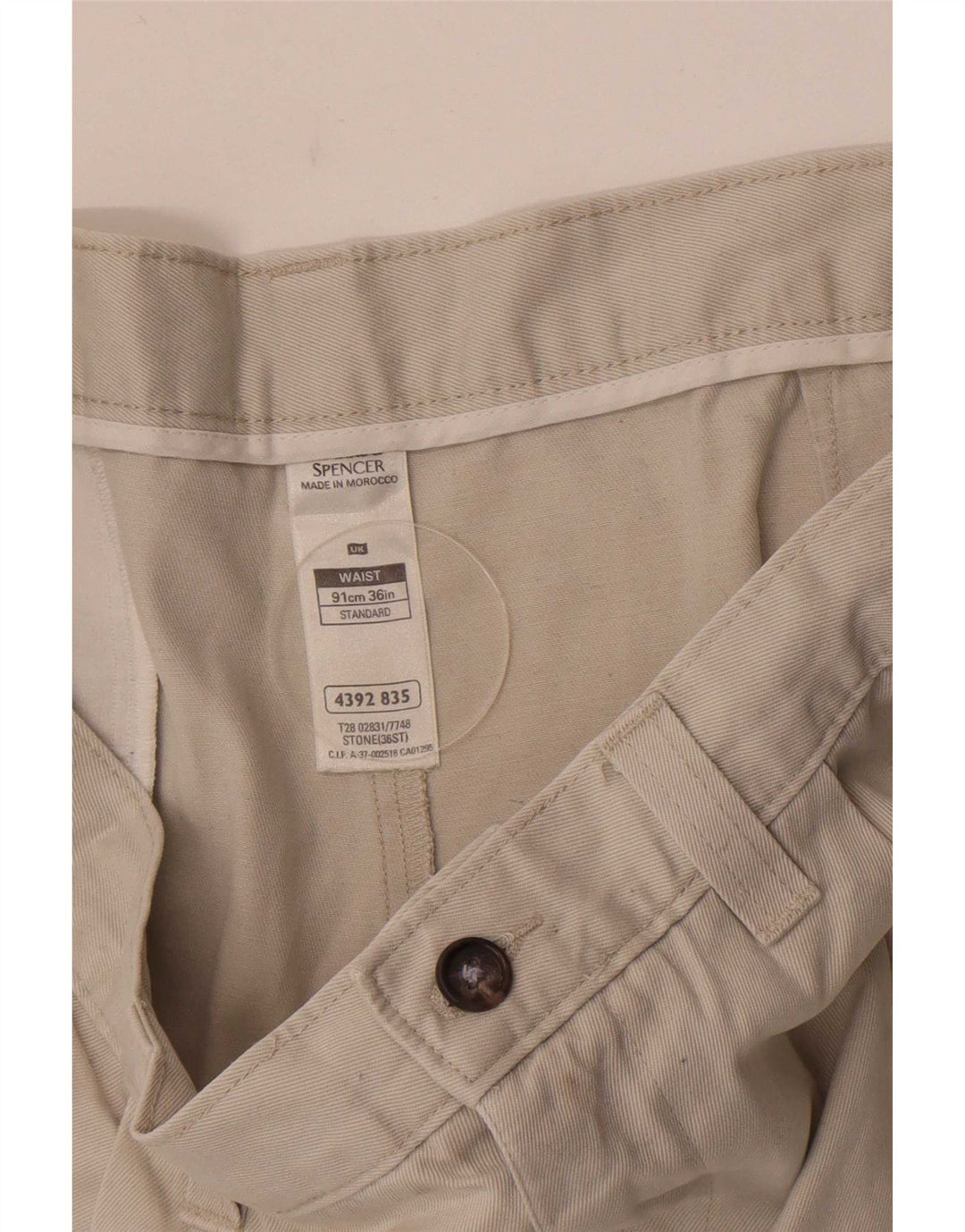 Pantaloncini chino con pegging da uomo Marks & Spencer W36 grandi in cotone bianco sporco