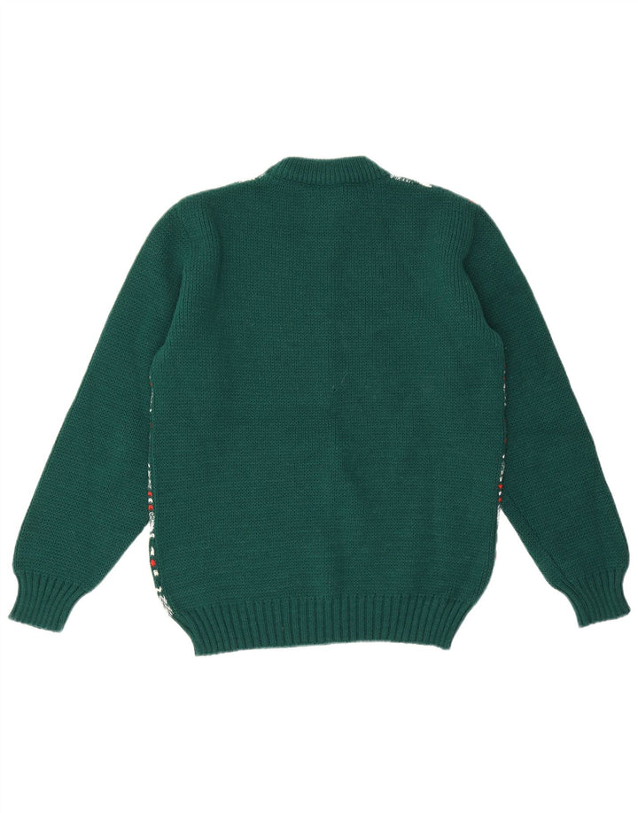 Dralon Maglione da uomo girocollo maglione piccolo verde Fair Isle poliacrilico