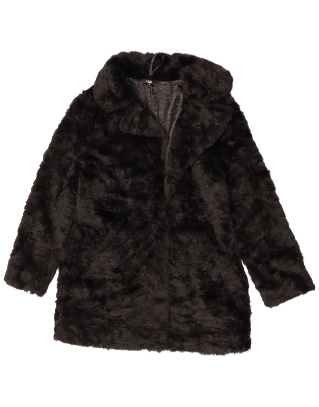 Giacca in pelliccia sintetica da donna Marks & Spencer UK 12 modacrile nero medio