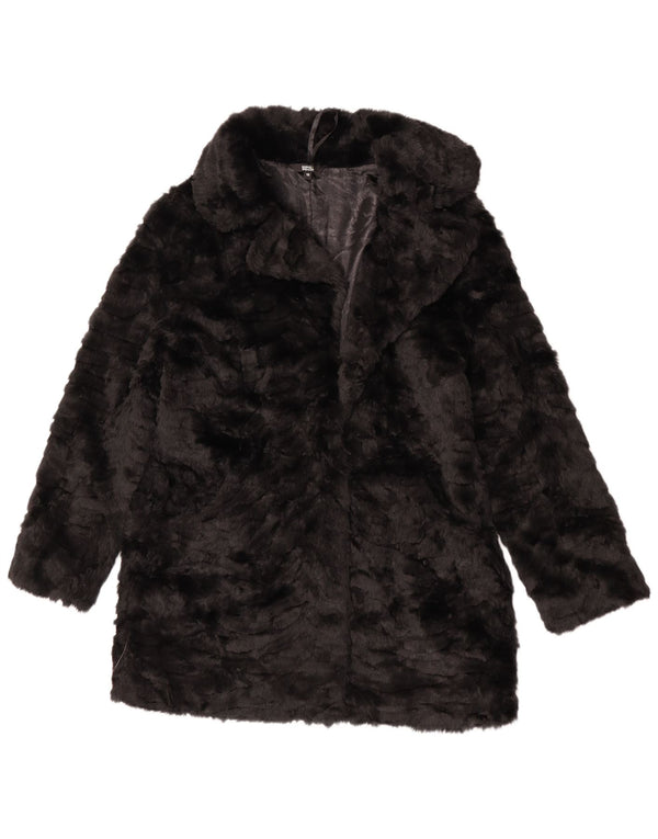 Giacca in pelliccia sintetica da donna Marks & Spencer UK 12 modacrile nero medio
