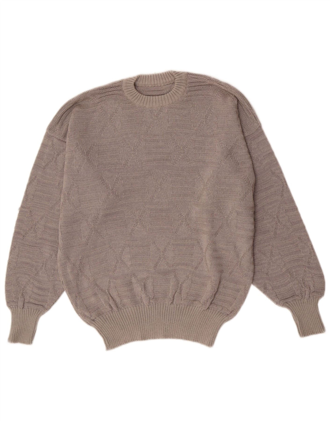 Maglione vintage da uomo girocollo grigio medio