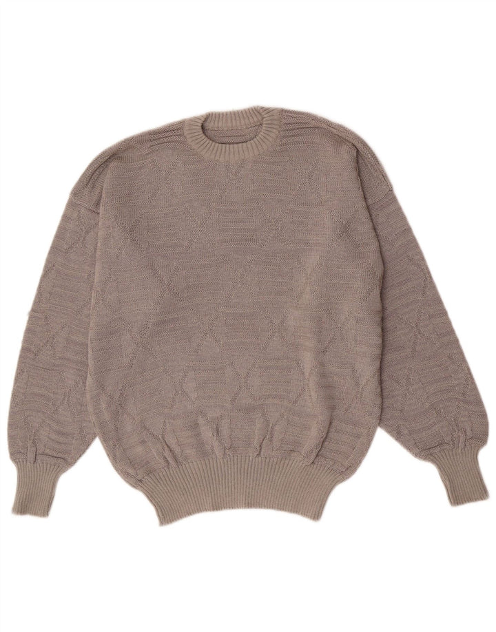 Maglione vintage da uomo girocollo grigio medio