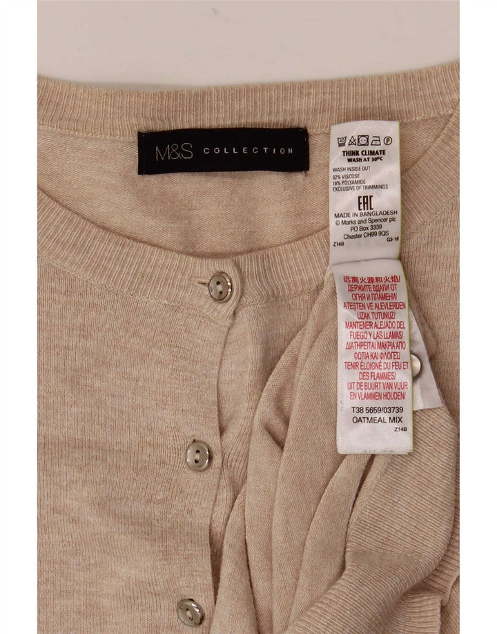 Maglione cardigan da donna Marks & Spencer UK 10 Small Beige Viscosa