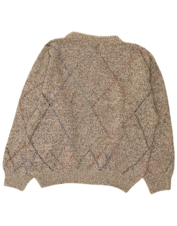 NANI BON Maglione girocollo da uomo IT 52 Large Grey Argyle/Diamond