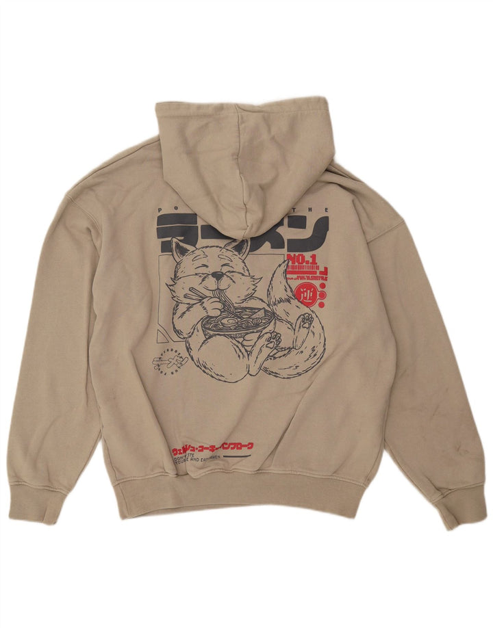 Felpa con cappuccio Cropp da uomo, vestibilità ampia, grafica, beige medio