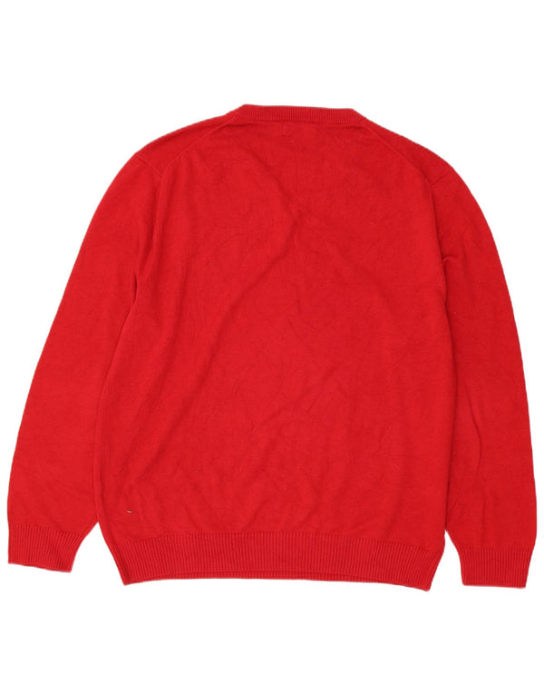 Maglione da uomo con scollo a V Nautica XL in cotone rosso