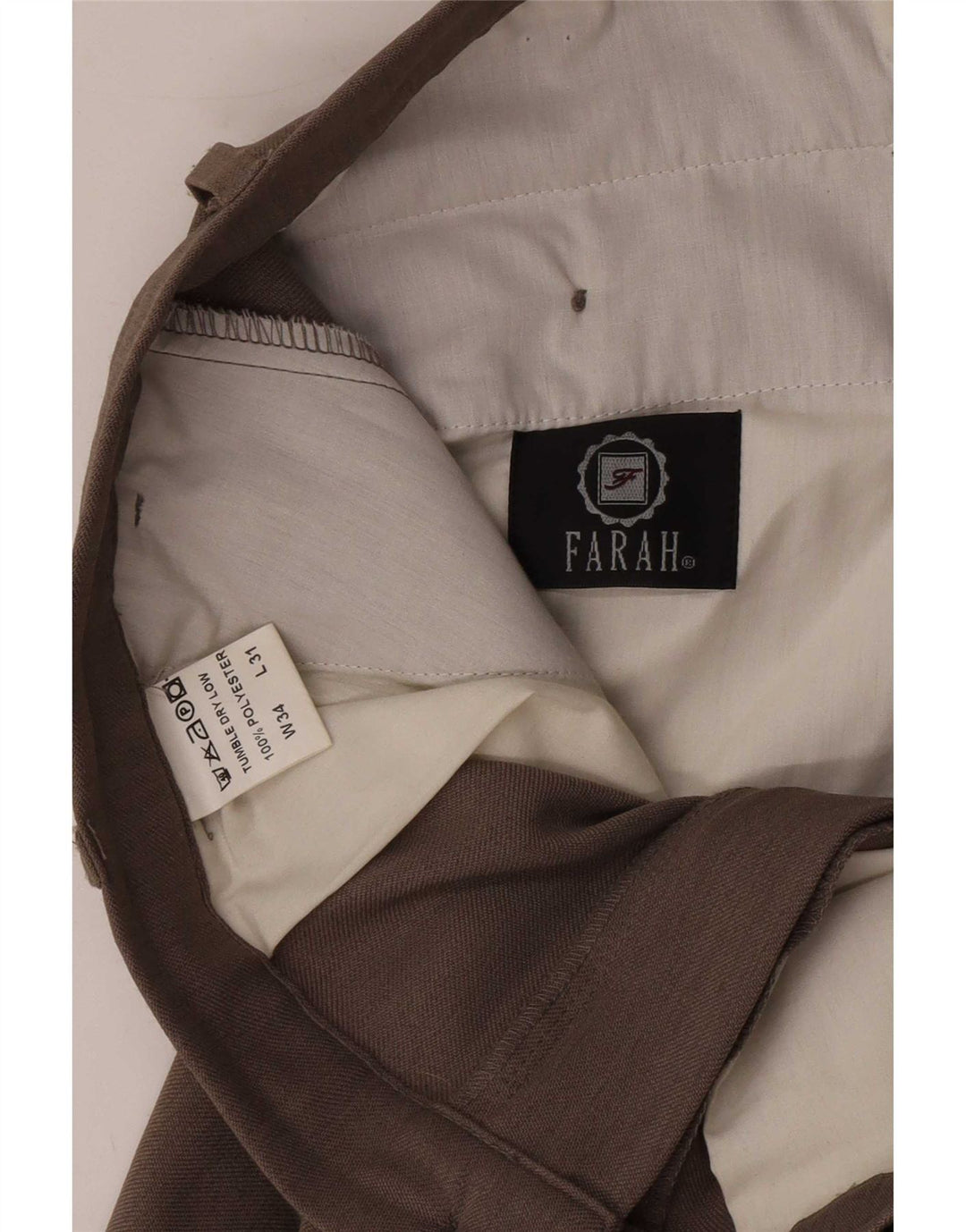 Pantaloni chino con pegging da uomo Farah W34 L28 poliestere marrone