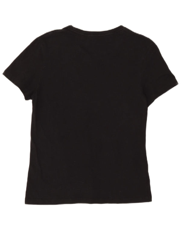 Calvin Klein Jeans T-shirt grafica da donna Top UK 14 Large Nero Cotone