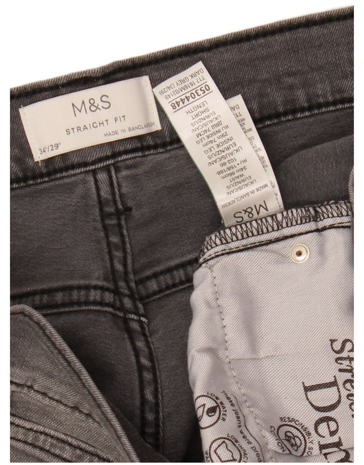MARKS & SPENCER Jeans dritti da uomo W34 L29 Cotone grigio