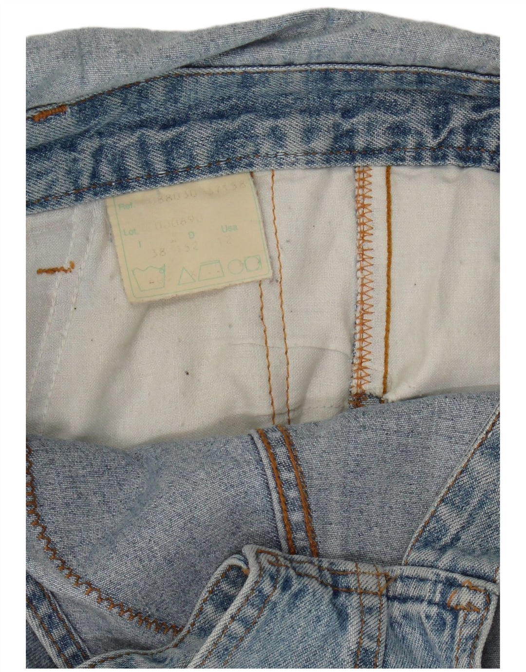 Jeans dritti con salopette grafica da donna vintage EU 38 cotone blu medio